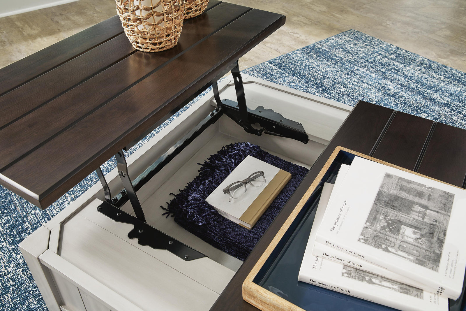 Darborn Lift-top Coffee Table and 2 Chairside End Tables - Gray/Brown  (T796-SI) - Image 15