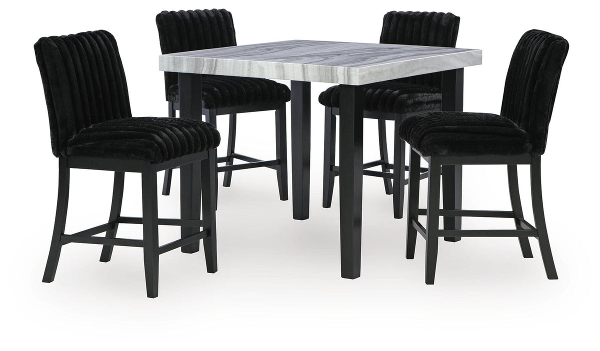 Mervannie Counter Height Dining Table and 4 Barstools (PCD571-SI)