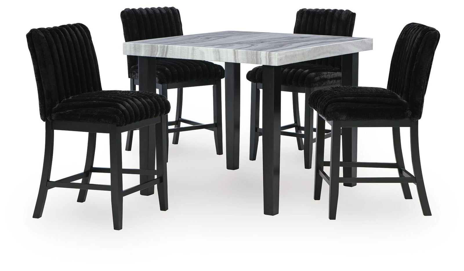 Mervannie Counter Height Dining Table and 4 Barstools (PCD571-SI)