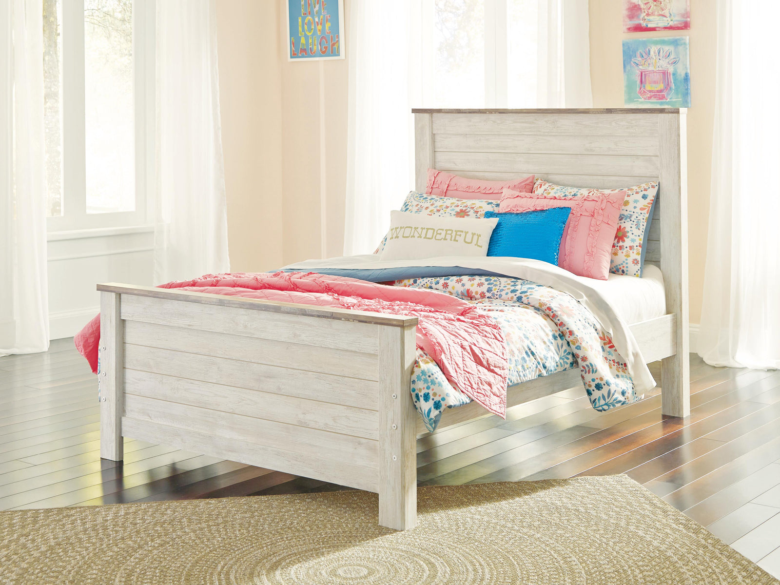 Willowton Panel Bed (Youth) - Whitewash  (B267-SI) - Image 2