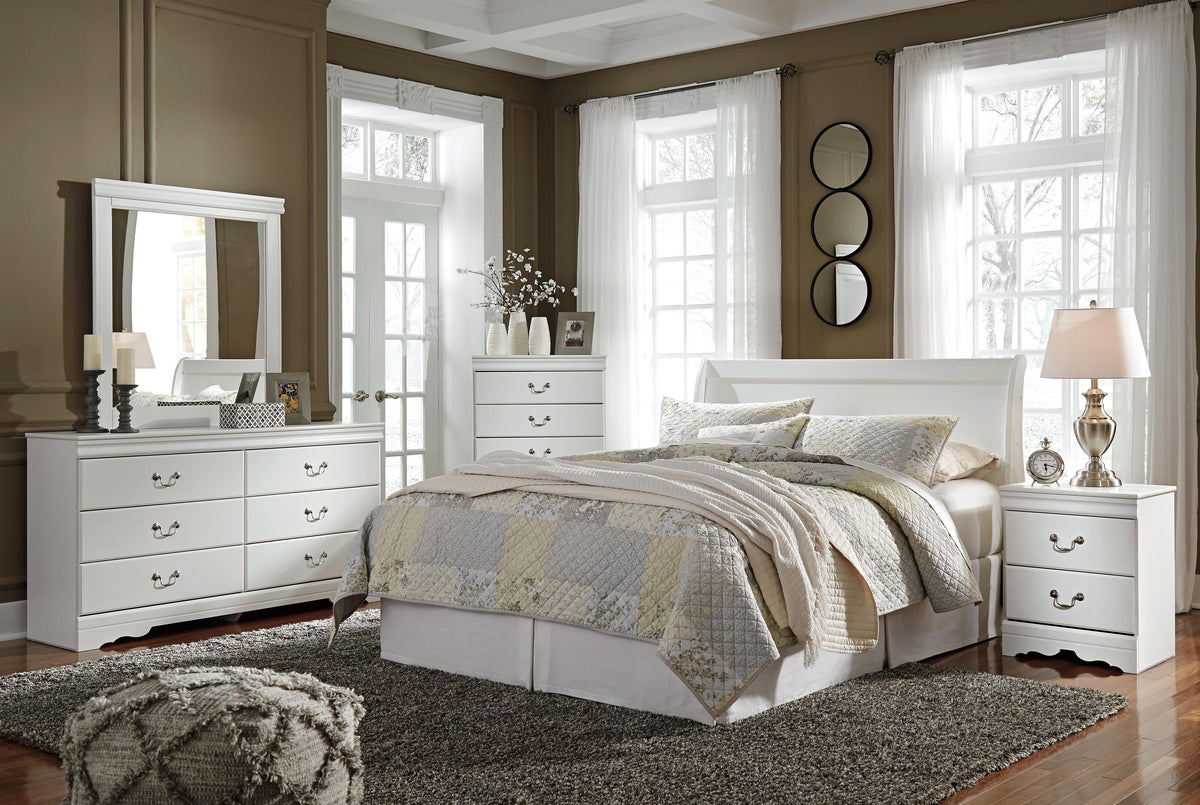 Anarasia Sleigh Headboard, Dresser and Mirror - White  (B129-SI) - Image 4
