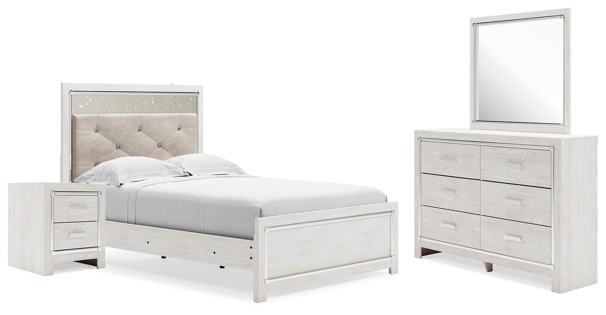 Altyra Panel Bed, Dresser, Mirror and Nightstand - White  (B2640-SI)