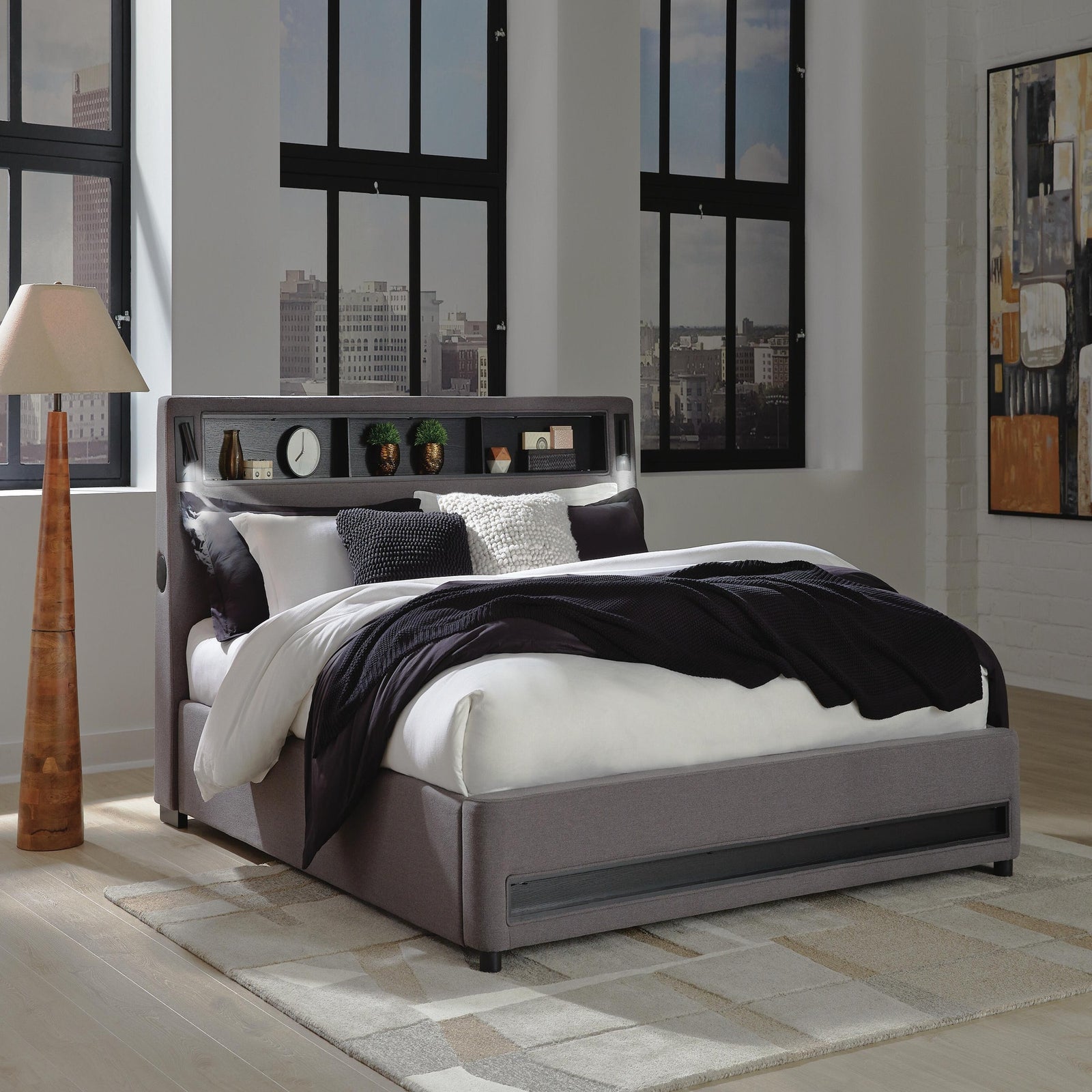 Finigale California King Upholstered Bed with Wireless Audio (PCB2721-SI) - Image 2