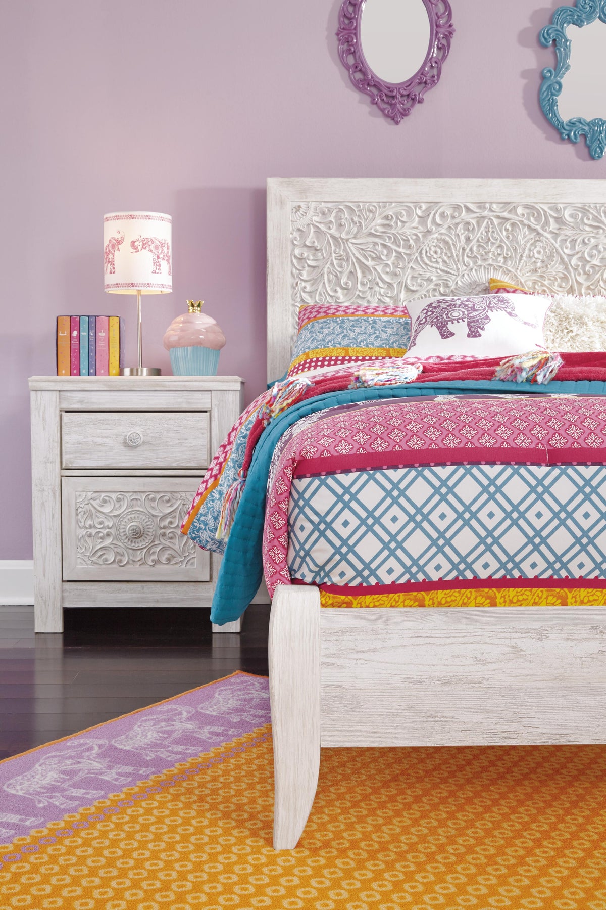 Paxberry Panel Headboard (Youth) - Whitewash  (B181-SI) - Image 9