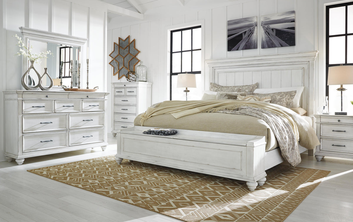 Kanwyn Panel Bed with Storage Bench - Whitewash  (B777-SI) - Image 10