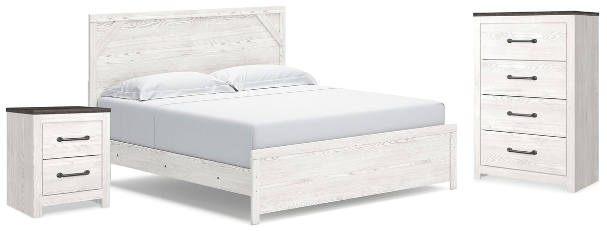 Gerridan Panel Bed, Chest and Nightstand - White/Gray  (B1190-SI)