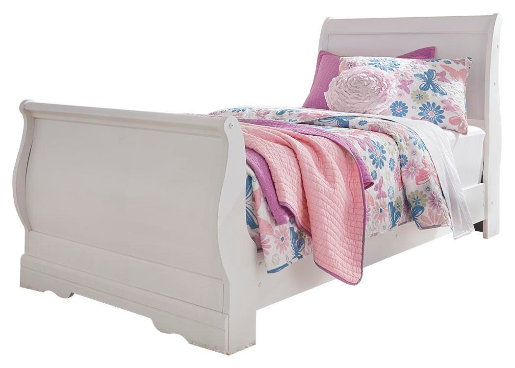 Anarasia Sleigh Bed, Dresser, Mirror and Nightstand - White  (B129-SI) - Image 2