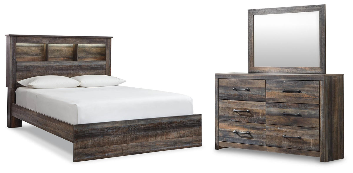 Drystan Bookcase Panel Bed, Dresser and Nightstand (B211-SI)