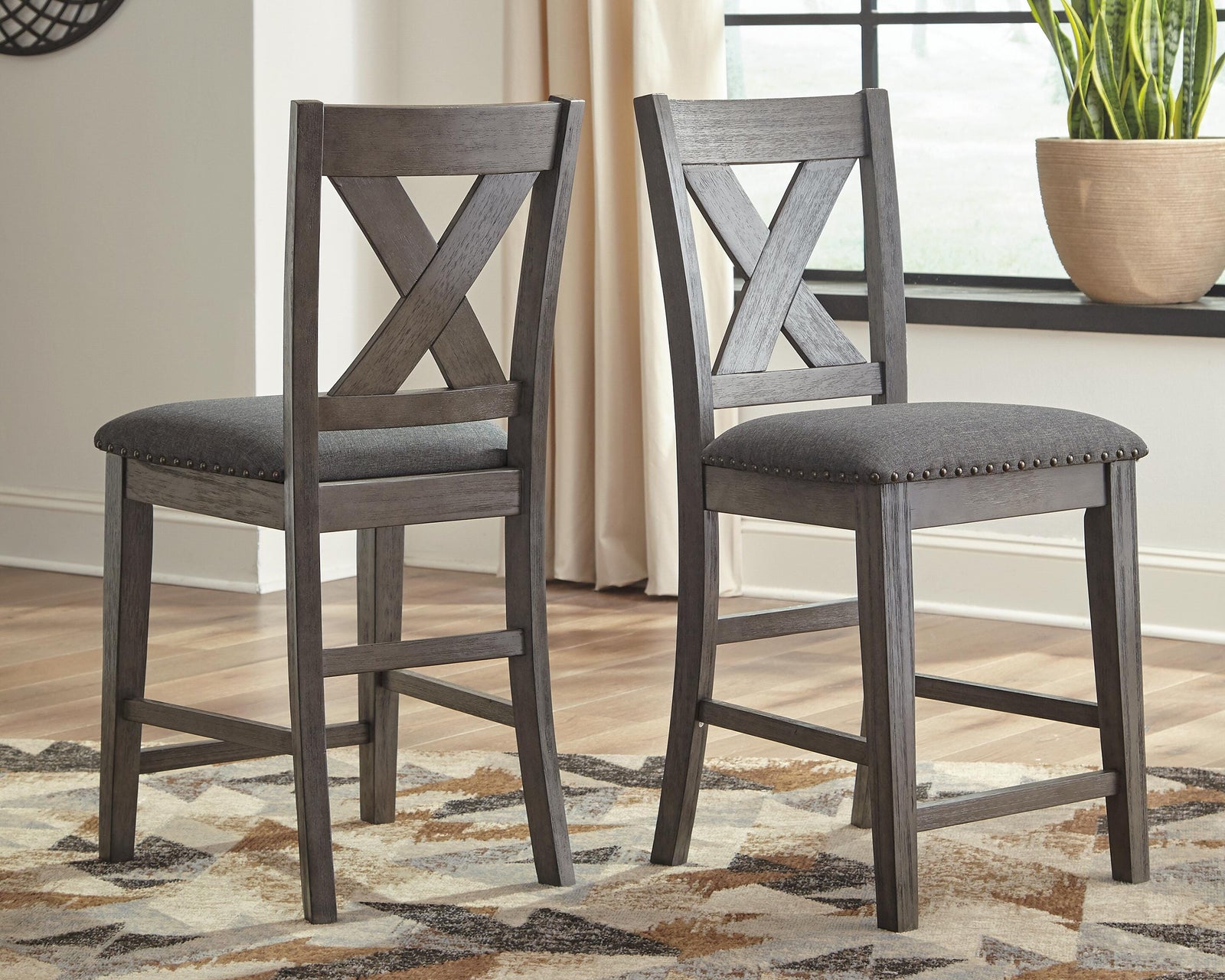 Caitbrook Counter Height Upholstered Bar Stool (Set of 2) (D388-SI) - Image 4