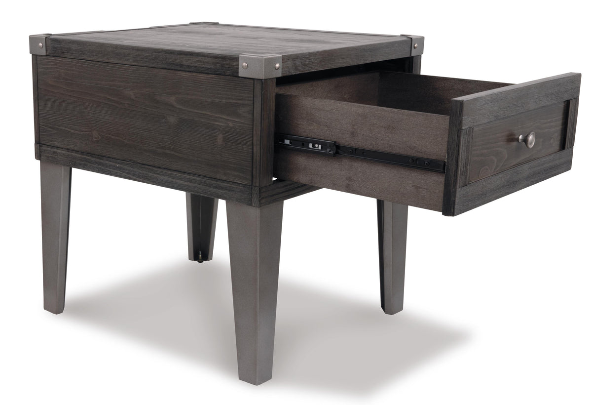 Todoe End Table with USB Ports &amp; Outlets - Dark Gray  (T901-SI) - Image 8