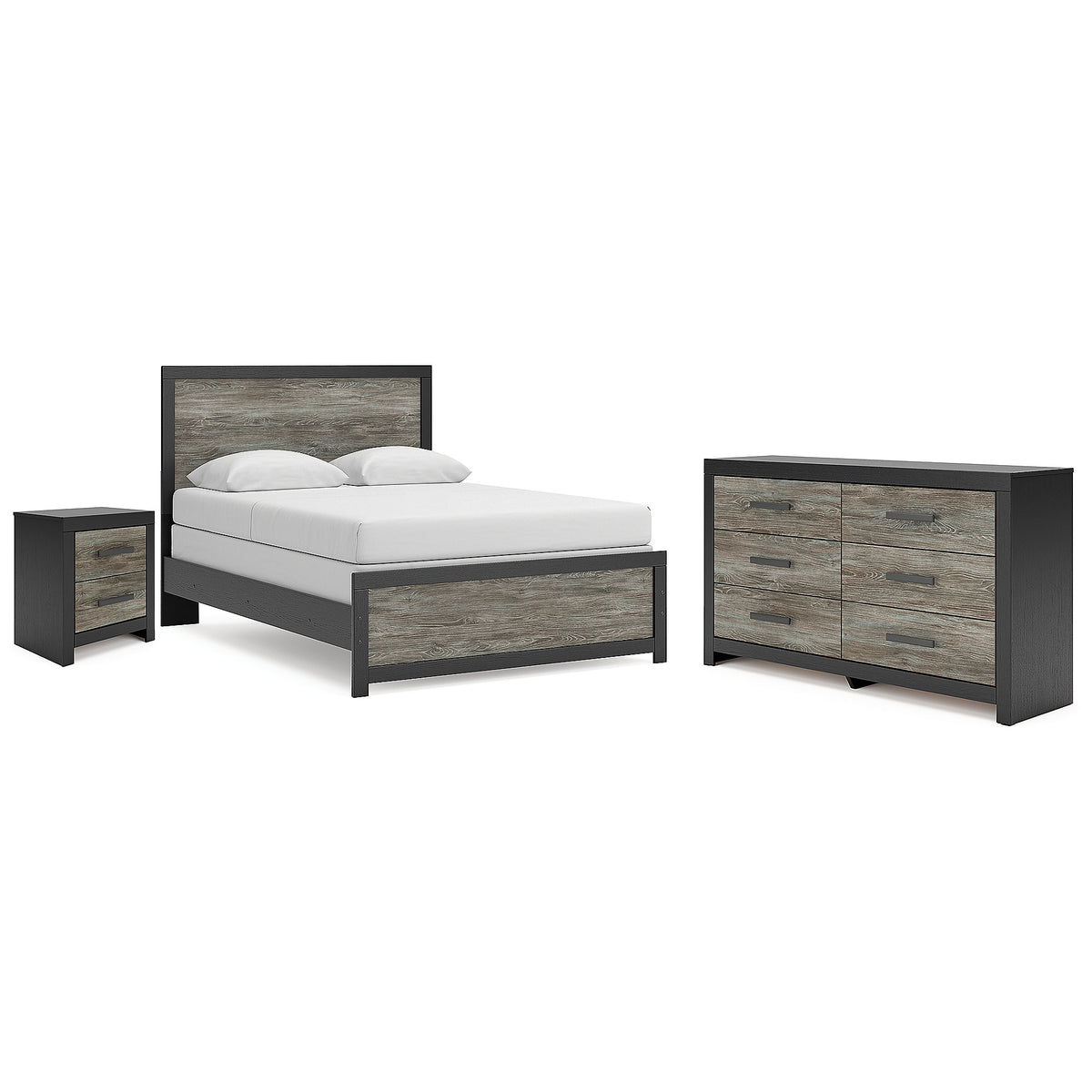 Broachmyn Queen Panel Bed, Dresser and Nightstand (PCB1118-SI)