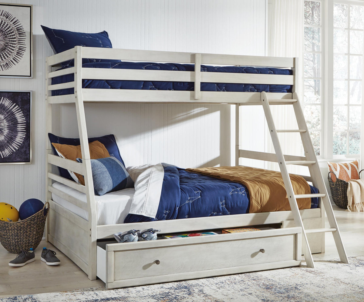 Robbinsdale Twin over Full with Storage and Mattresses - Antique White  (B742-SI) - Image 10