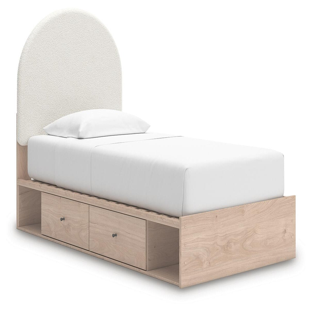 Arloster Twin Upholstered Panel Bed with Storage (PCB1566-SI)