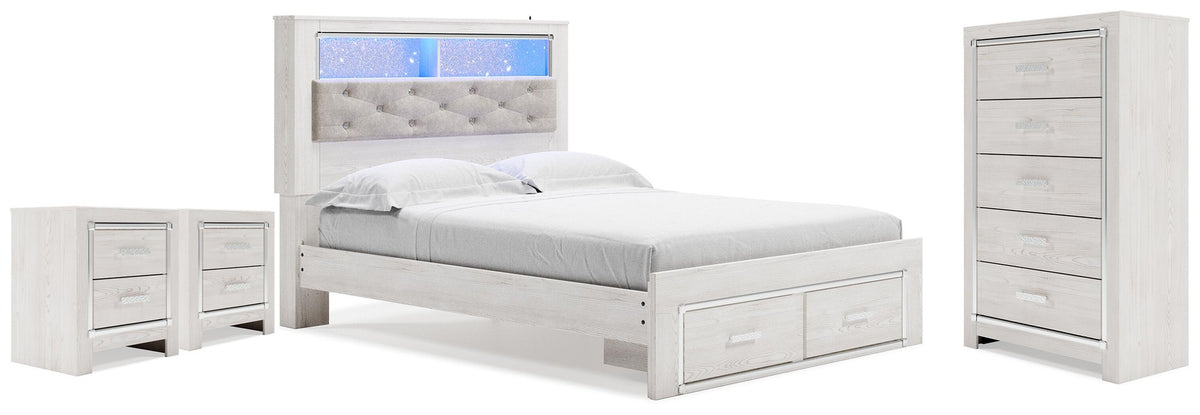 Altyra Bookcase Storage Bed, Chest and 2 Nightstands (B2640-SI)