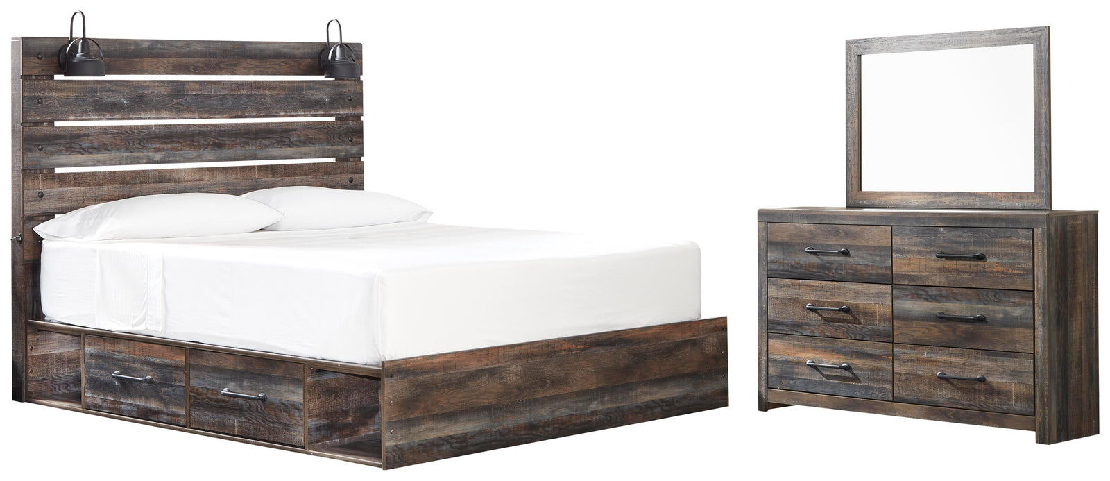 Drystan Storage Bed, Dresser and Mirror - Multi  (B211-SI)