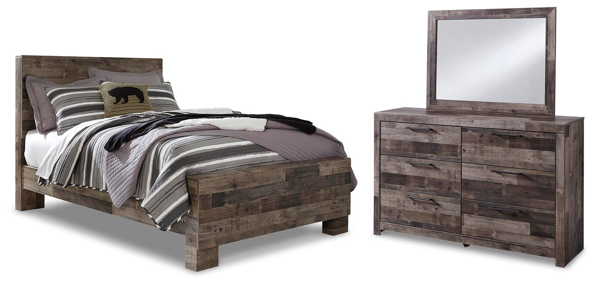 Derekson Panel Bed, Dresser and Mirror (B200-SI)