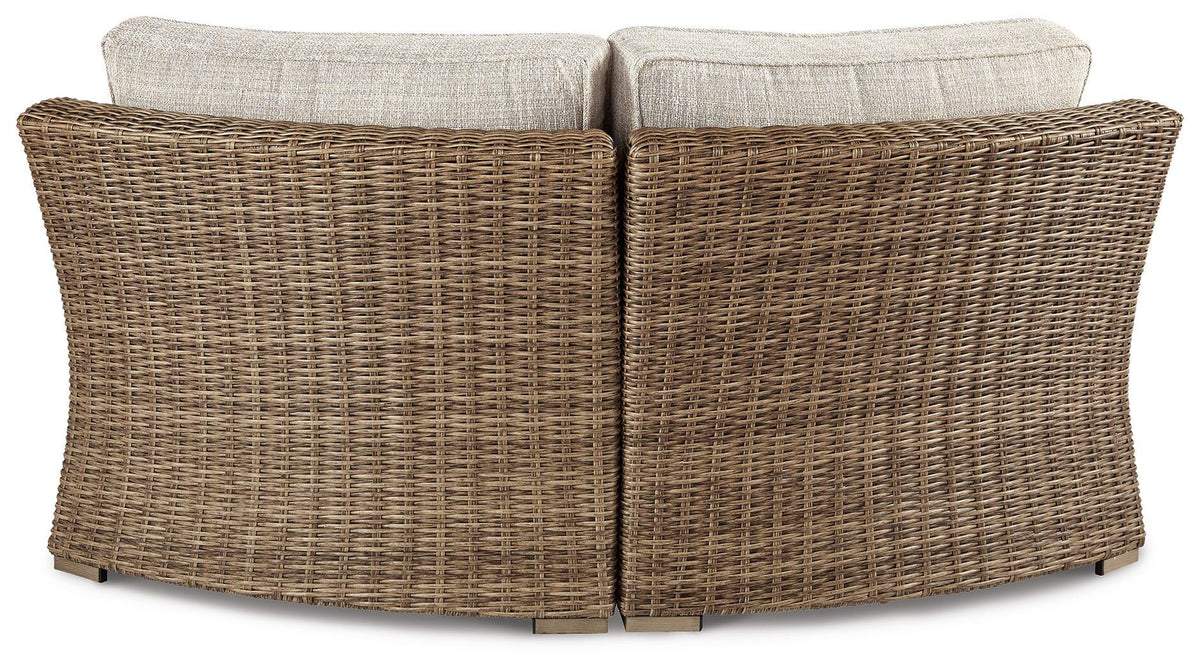 Beachcroft 4-Piece Outdoor Sectional, 2 Arm Chairs, Lounge Chair and Bench (P791-SI) - Image 17