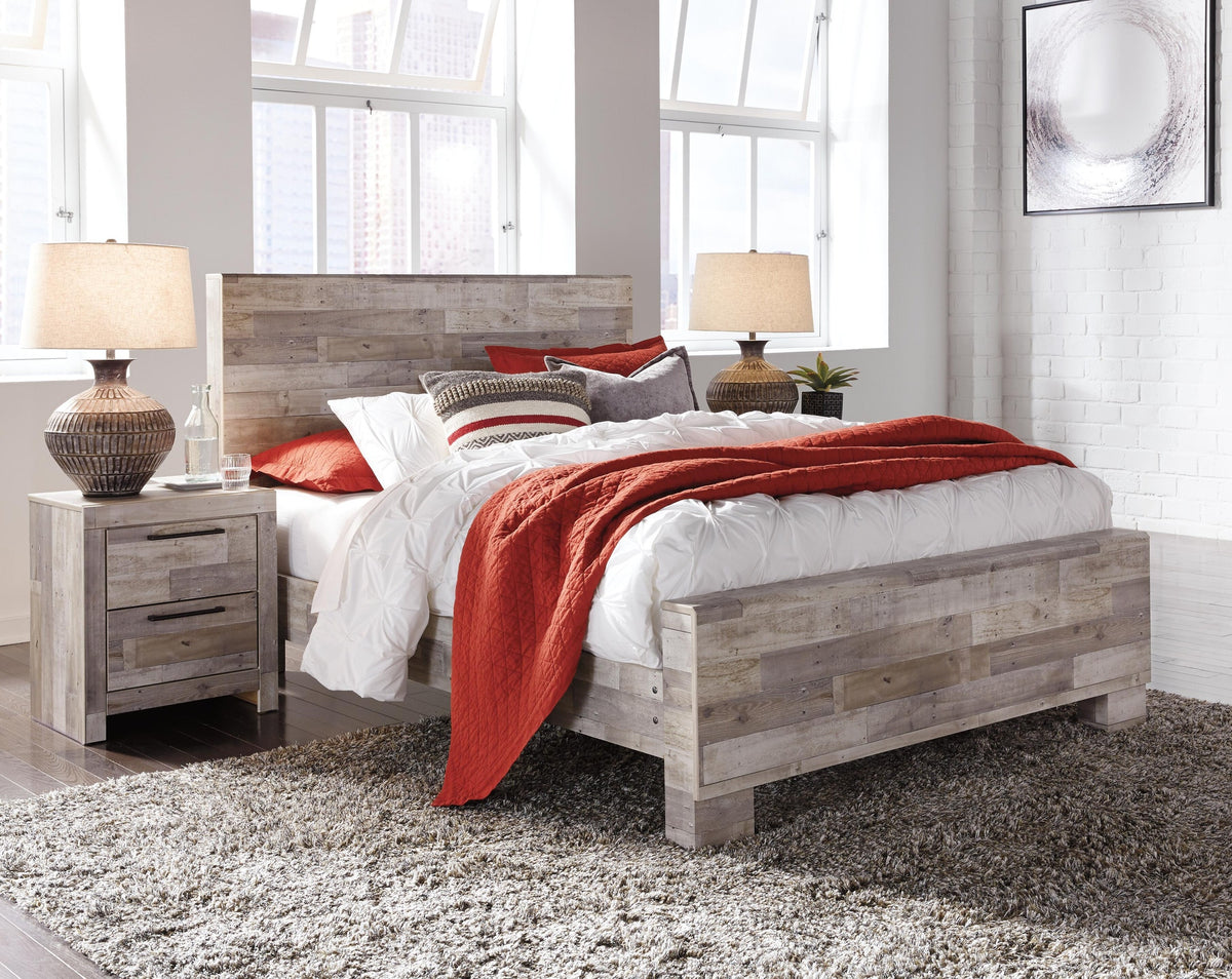 Effie Panel Bed - Whitewash  (B255-SI) - Image 2