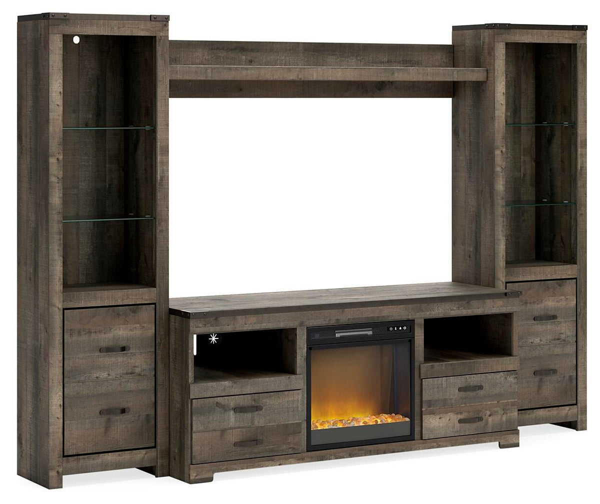 Trinell 4-Piece Entertainment Center with Electric Fireplace (W446-SI)