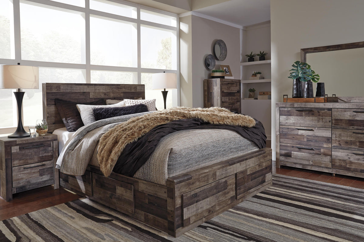 Derekson Panel Bed with 4 Storage Drawers - Multi Gray  (B200-SI) - Image 9