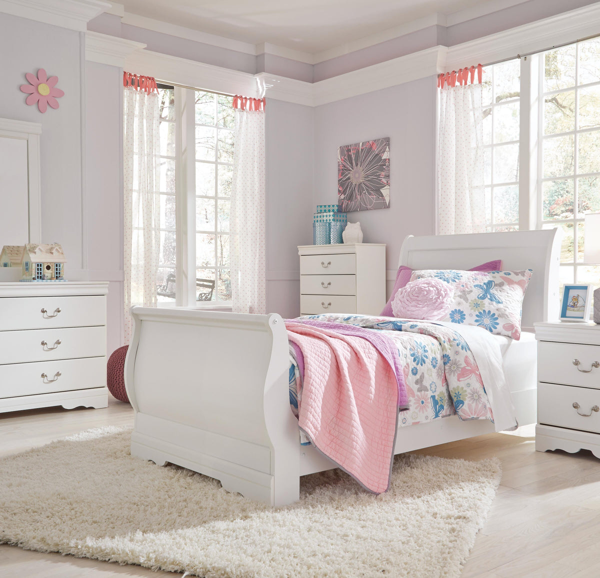 Anarasia Sleigh Headboard (Youth) - White  (B129-SI) - Image 11