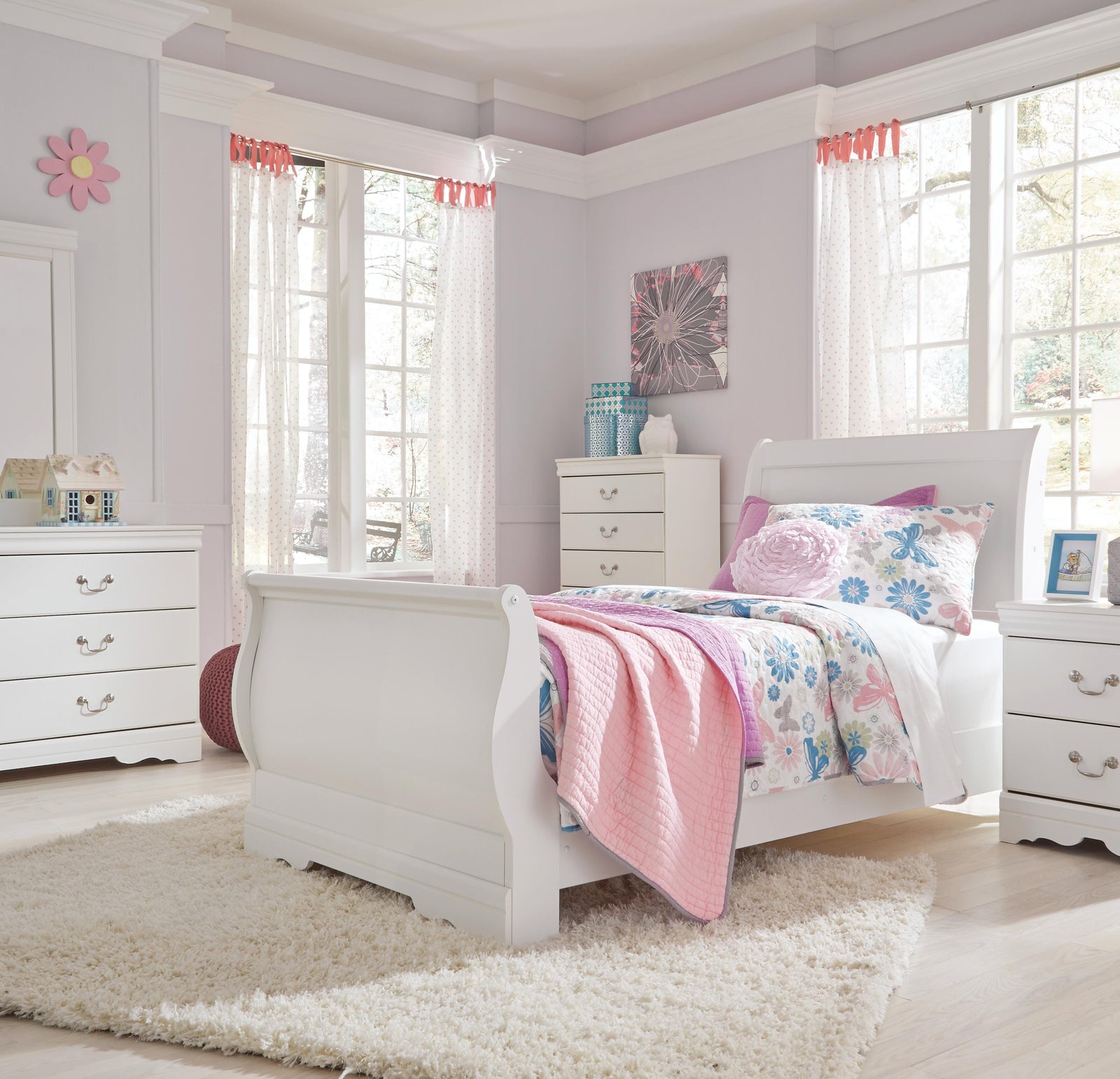 Anarasia Sleigh Headboard (Youth) - White  (B129-SI) - Image 11