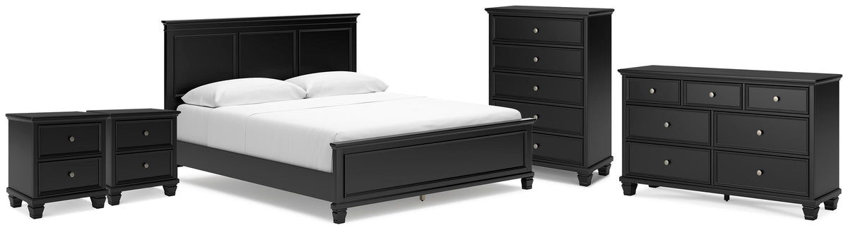 Lanolee Panel Bed, Dresser, Chest and 2 Nightstands (B687-SI)