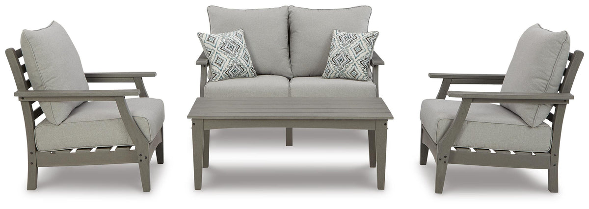Visola Outdoor Loveseat, 2 Lounge Chairs and Coffee Table (P802-SI) - Image 2
