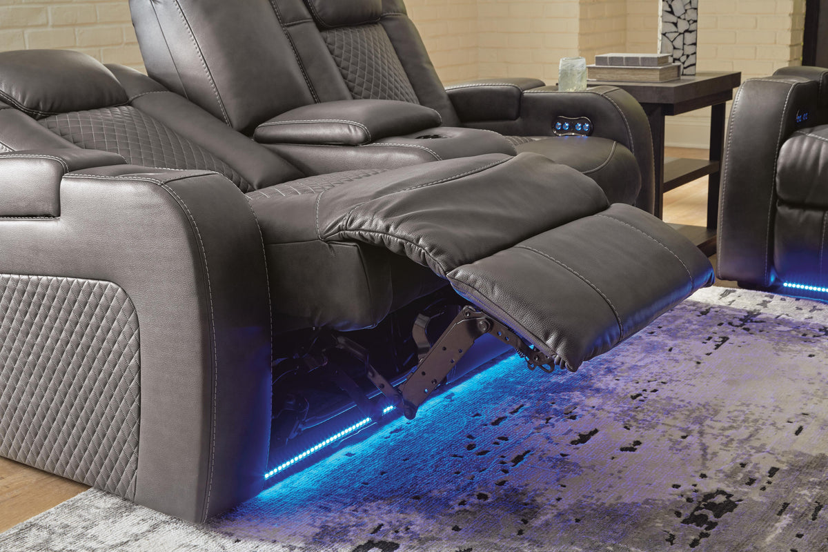 Fyne-Dyme Power Reclining Loveseat with Console (36602-SI) - Image 12