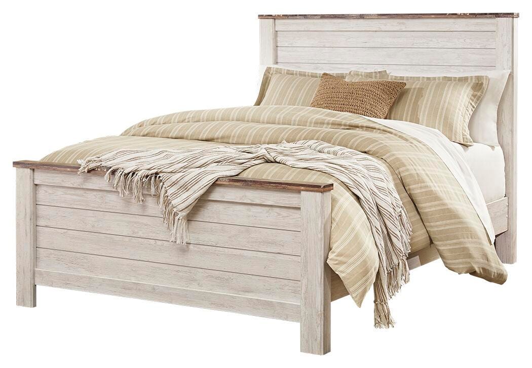 Willowton Panel Bed, Dresser, Mirror and 2 Nightstands - Whitewash  (B267-SI) - Image 5