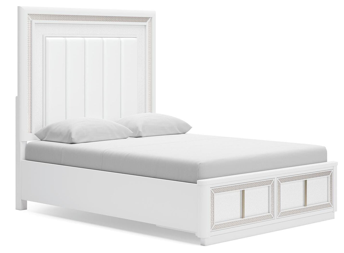 Chalanna Upholstered Storage Bed - White  (B822-SI)