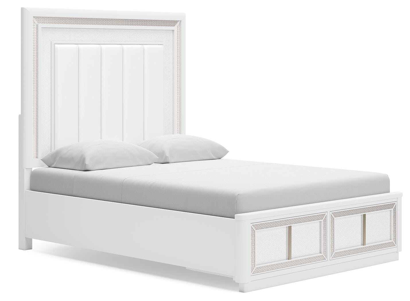 Chalanna Upholstered Storage Bed - White  (B822-SI)