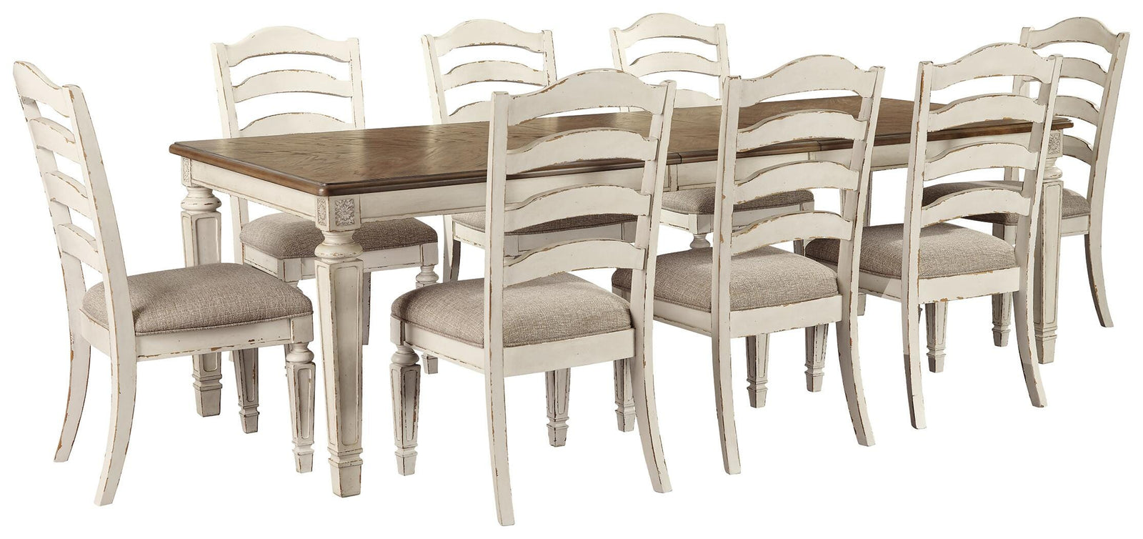 Realyn Dining Table and 8 Chairs (D743-SI)