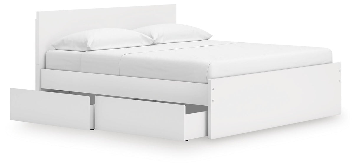 Onita Panel Platform Bed with 2 Side Storage - White  (EB9630-SI) - Image 2