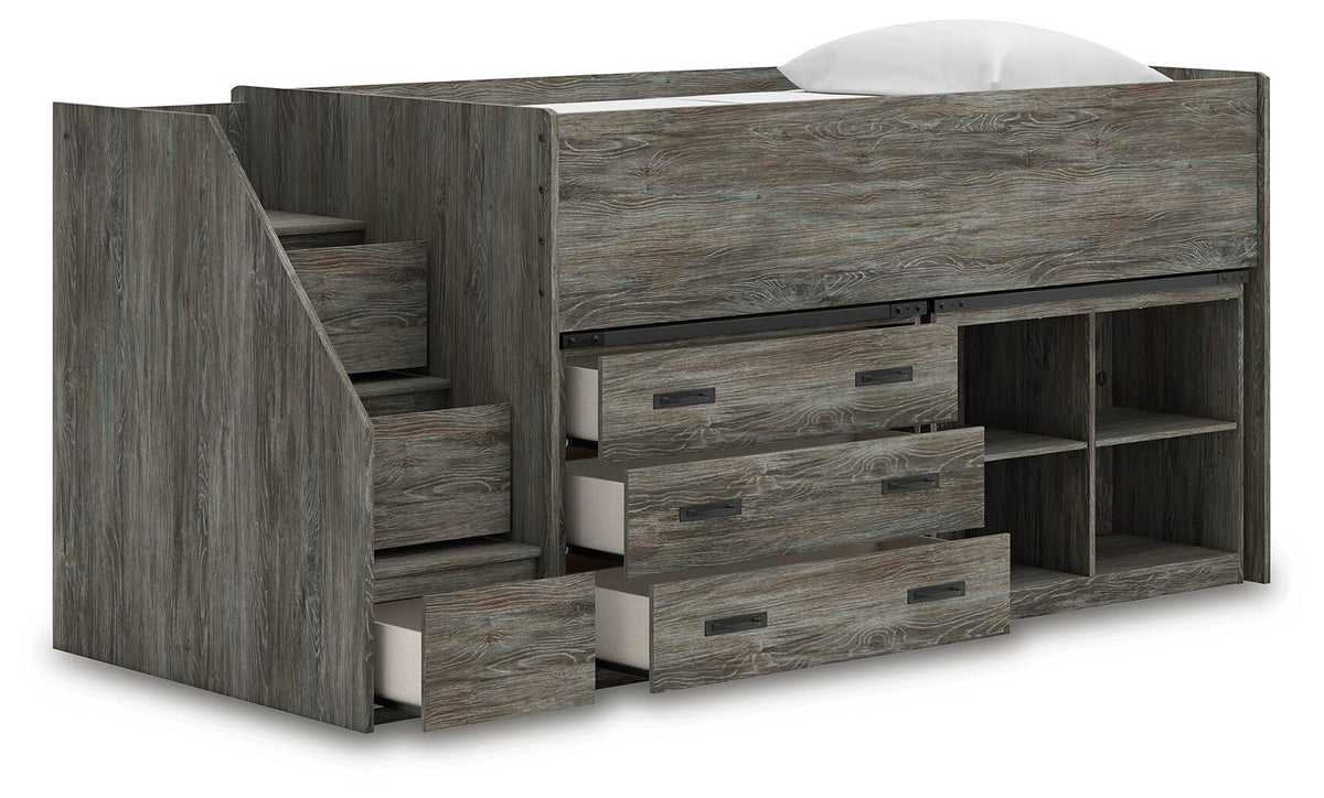 Frandern Loft Bed with Bookcase and Drawer Storage (Youth) - Gray  (B4480-SI) - Image 3