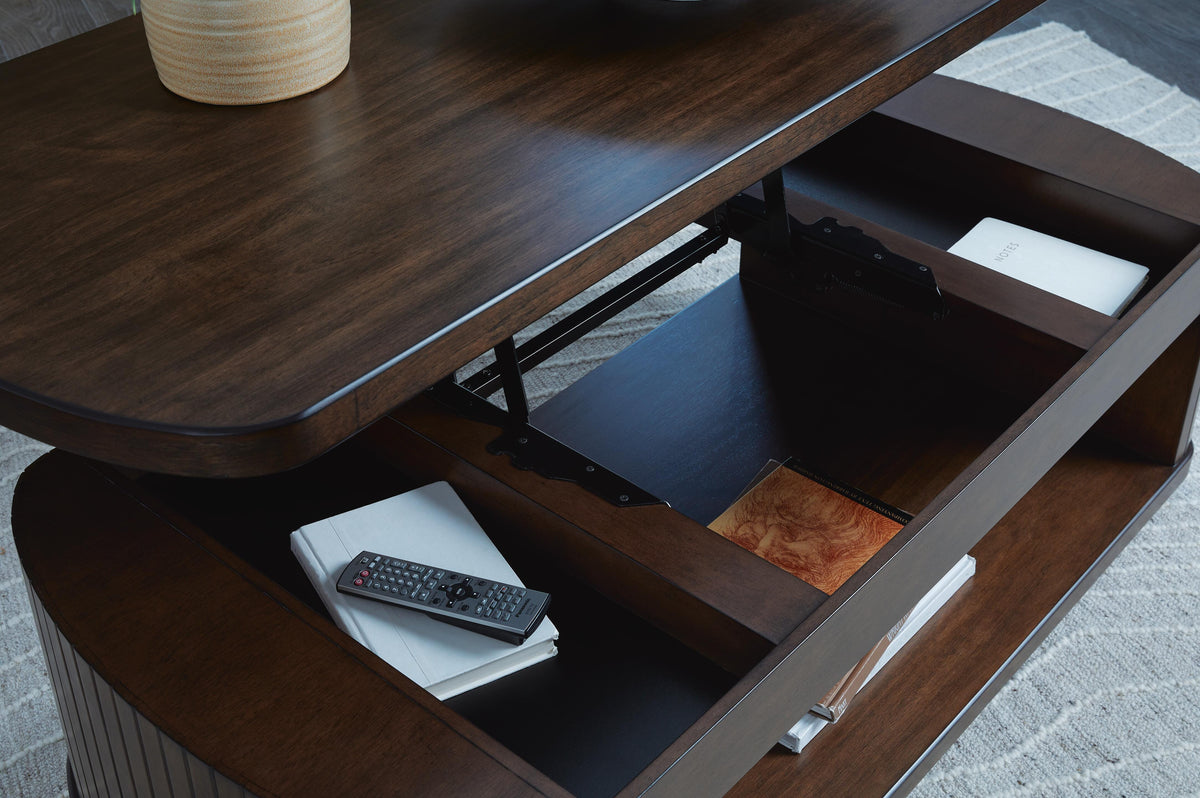 Korestone Lift-Top Coffee Table - Dark Brown  (T679-SI) - Image 8