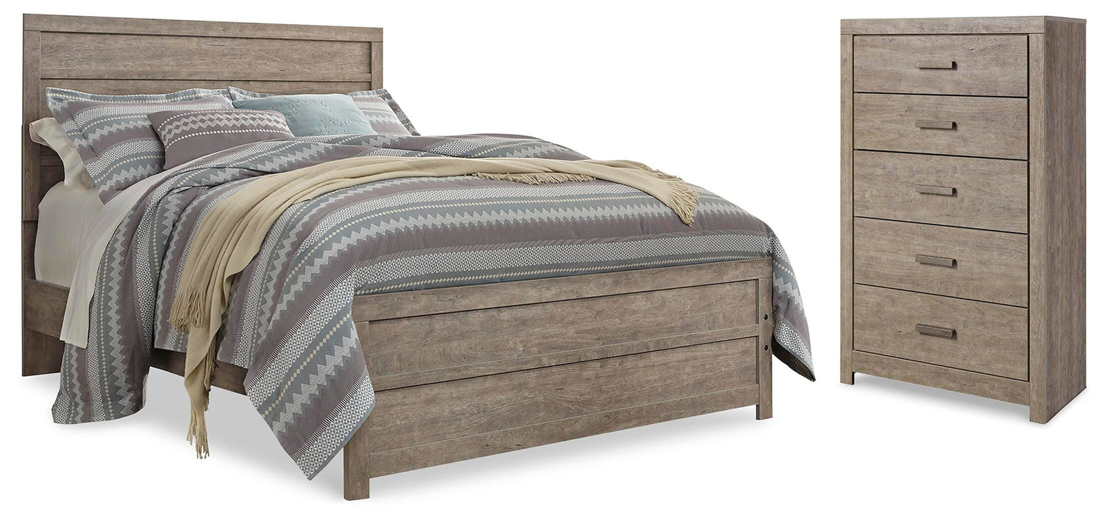 Culverbach Panel Bed with Chest - Gray  (B070-SI)