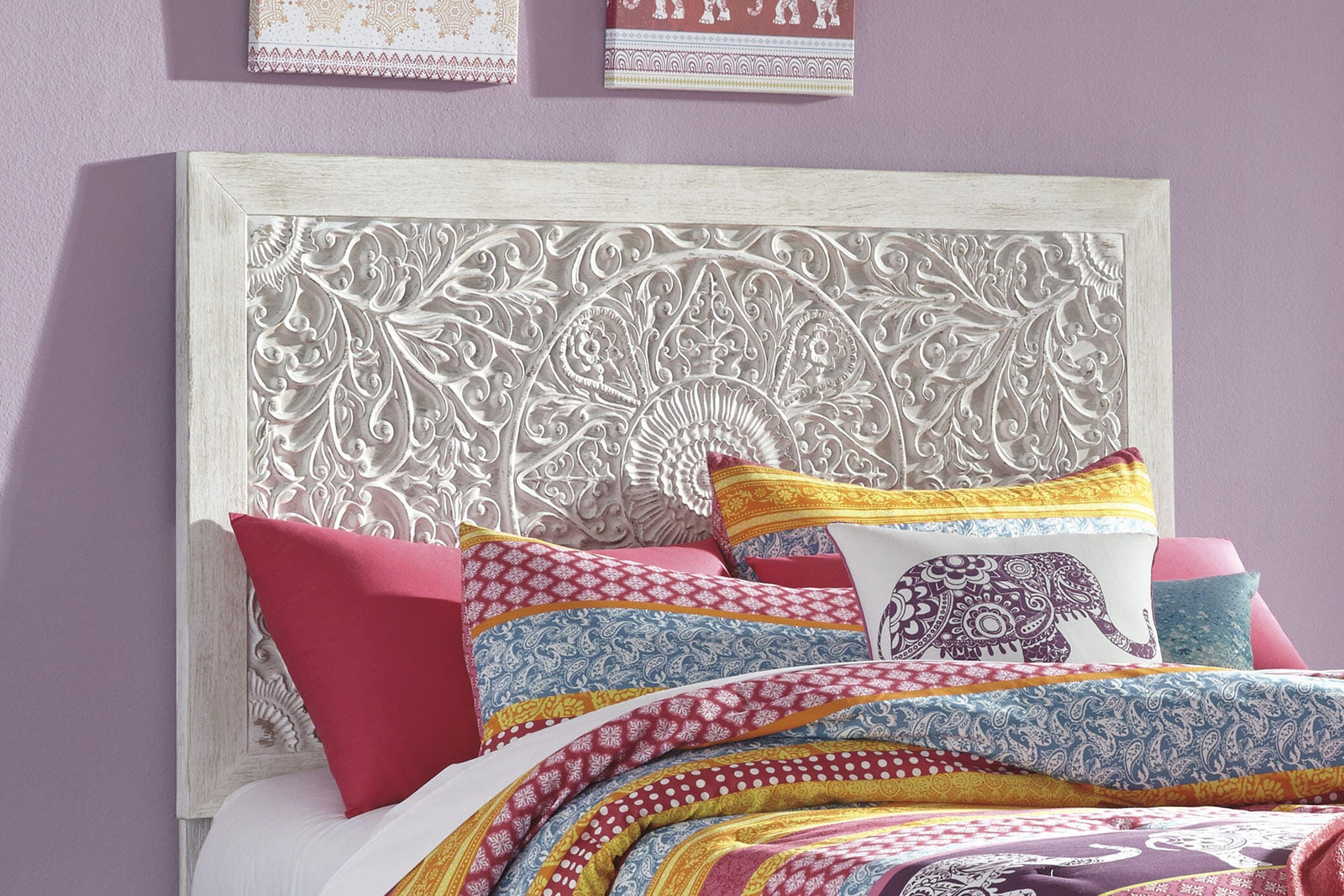 Paxberry Panel Headboard (Youth) - Whitewash  (B181-SI) - Image 4