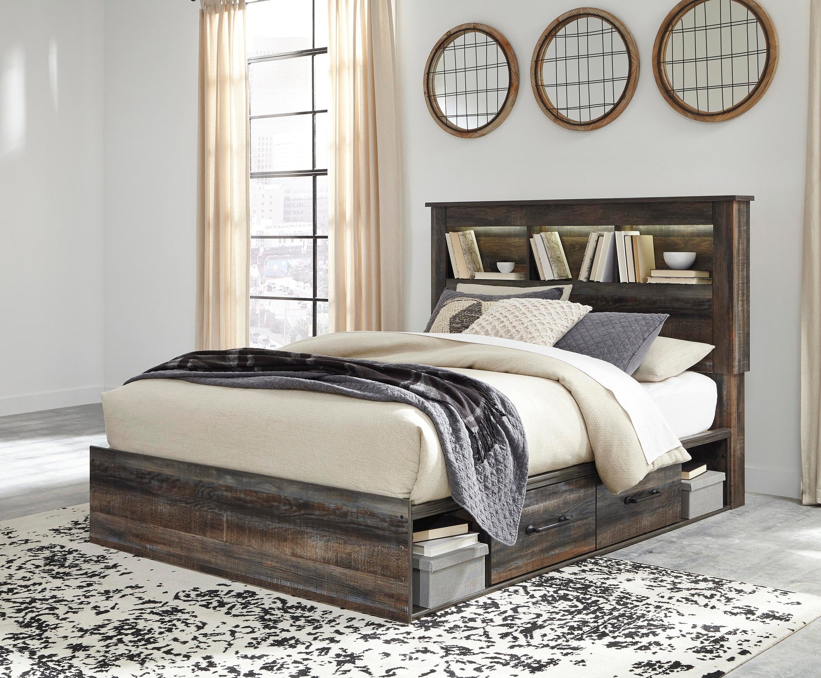 Drystan Bookcase Bed with 4 Storage Drawers - Multi  (B211-SI) - Image 3