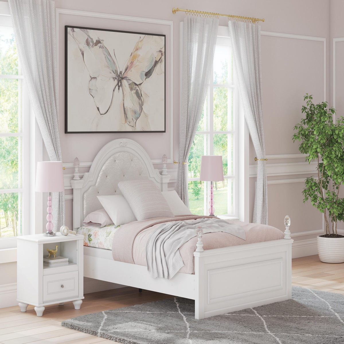 Kozlani Full Upholstered Panel Bed, Dresser and Mirror (PCB1819-SI) - Image 13