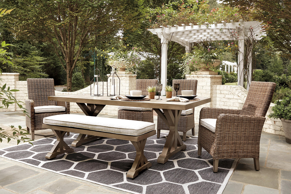 Beachcroft Outdoor Dining Table with 4 Chairs and Bench (P791-SI) - Image 6