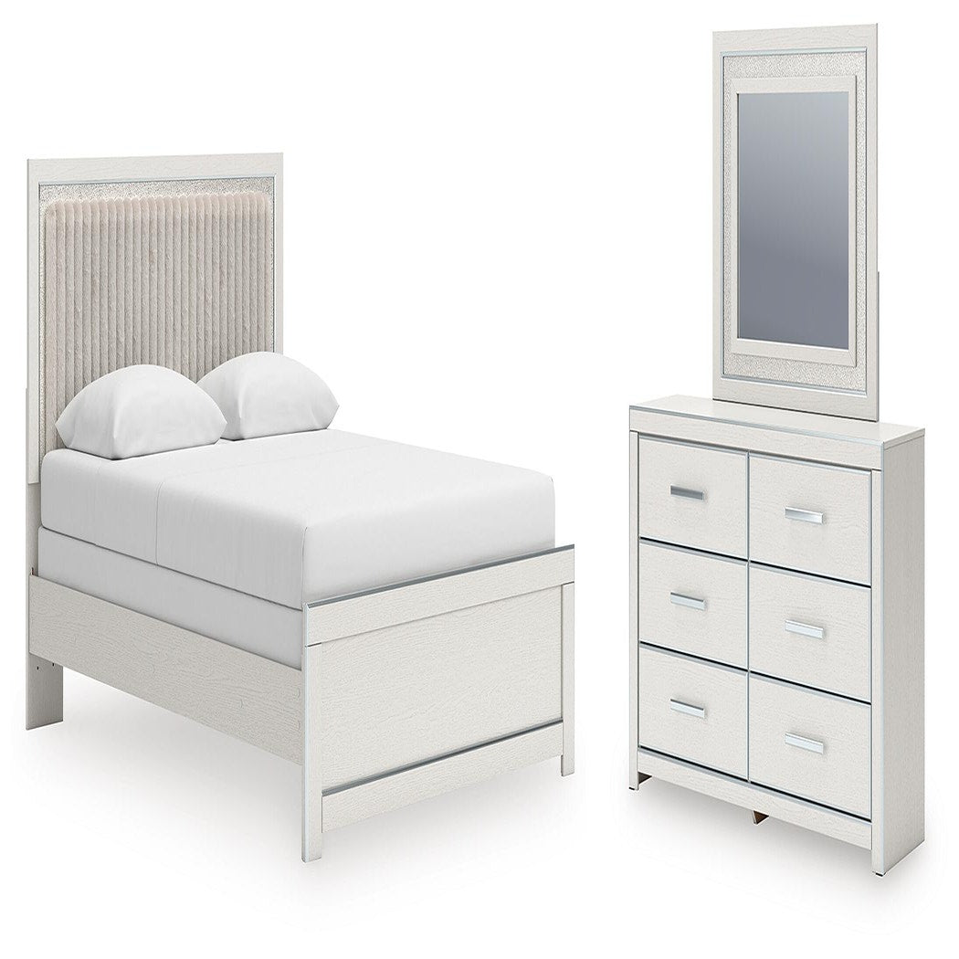 Zuraleus Queen Upholstered Panel Bed, Dresser and Mirror (PCB3381-SI)