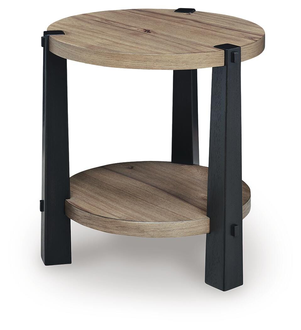 Ridgester End Table - Light Brown/Black  (T518-SI)