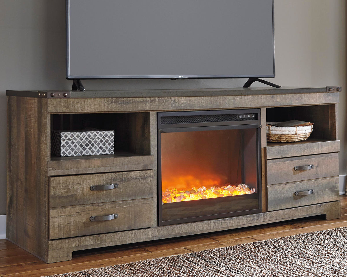 Trinell 63 TV Stand with Electric Fireplace (W446-SI) - Image 2