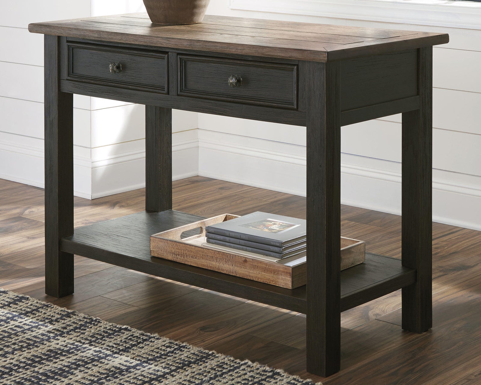Tyler Creek Sofa/Console Table - Grayish Brown/Black  (T736-SI) - Image 2