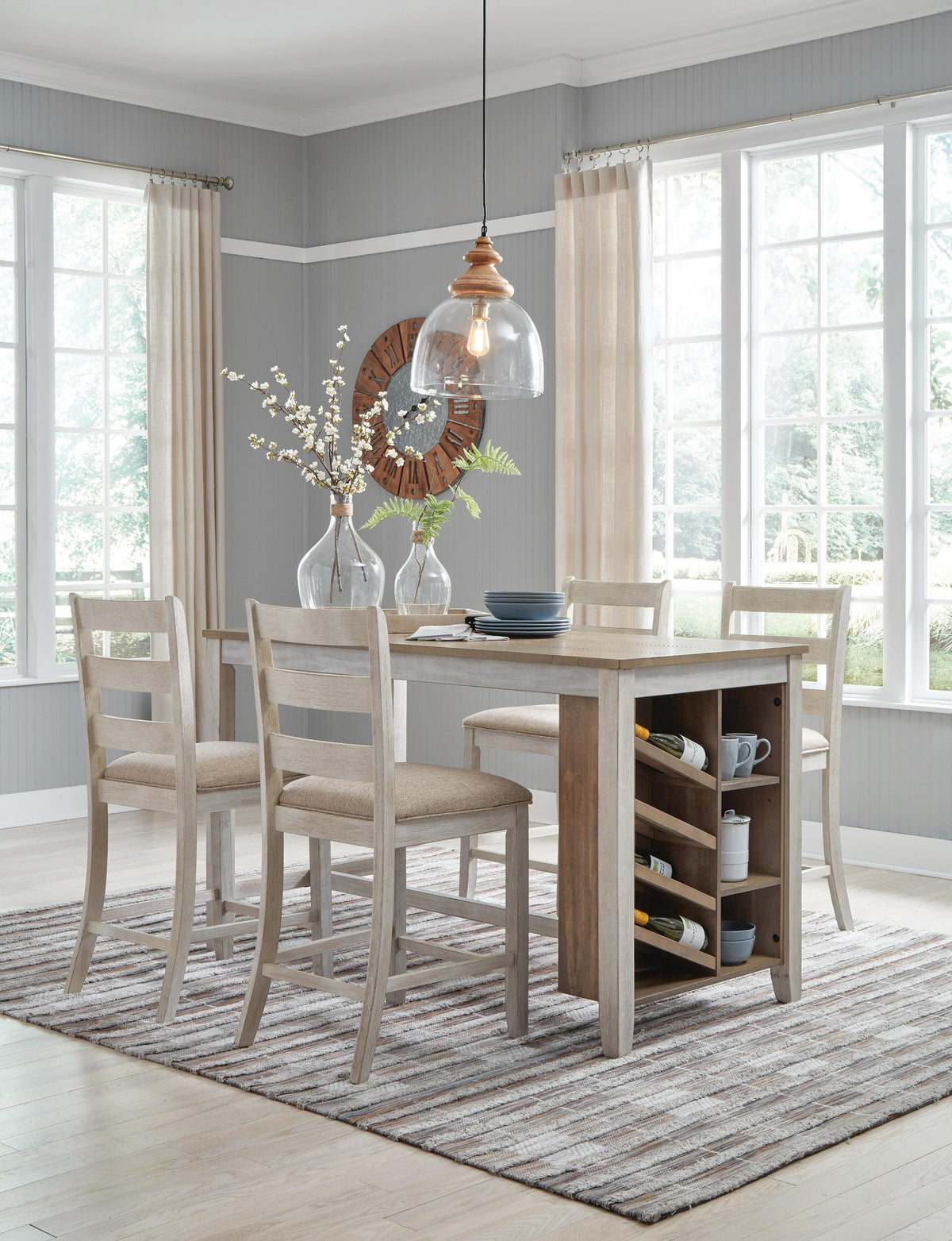 Skempton Counter Height Dining Table and 4 Barstools (D394-SI) - Image 5