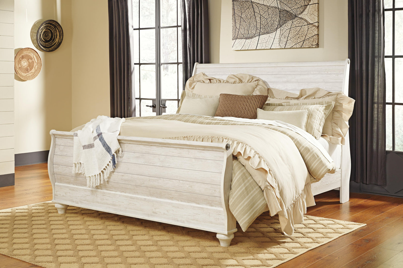 Willowton Sleigh Bed - Whitewash  (B267-SI) - Image 3