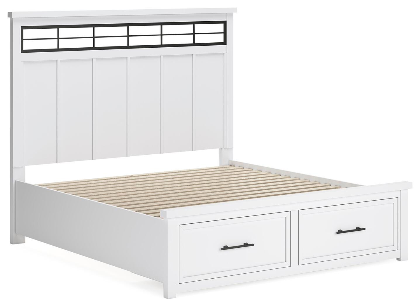 Ashbryn Panel Bed, Dresser, Mirror and 2 Nightstands - White/Natural  (B844-SI) - Image 11