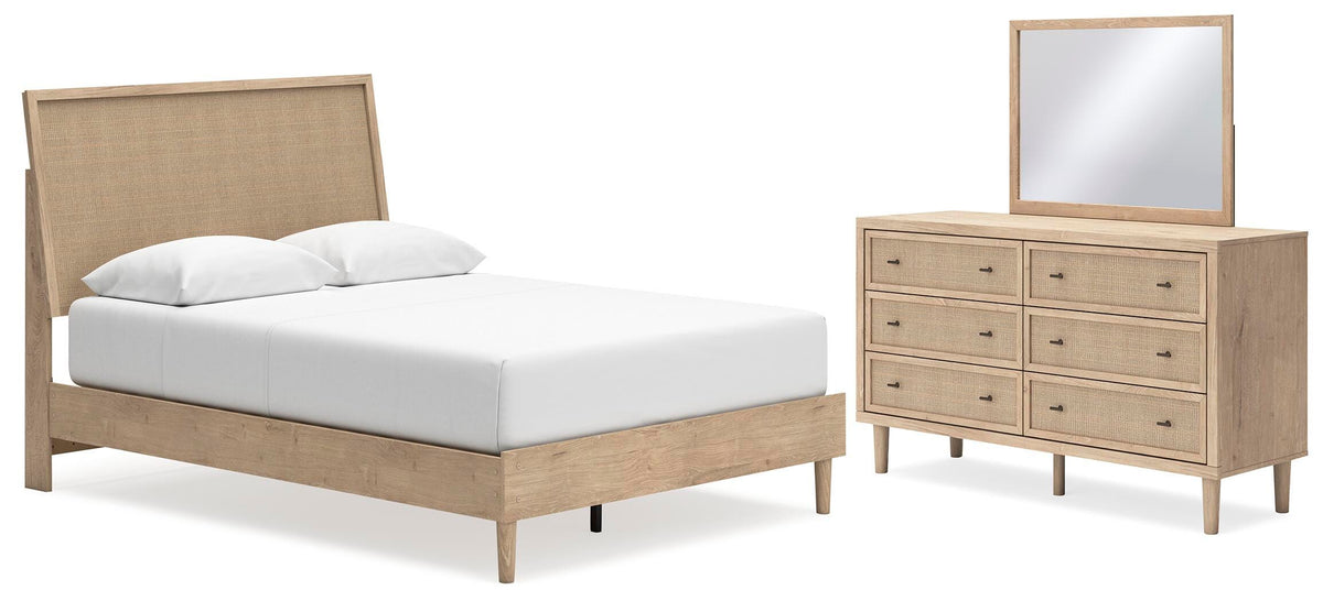 Cielden Panel Bed, Dresser and Mirror - Two-tone  (B1199-SI)