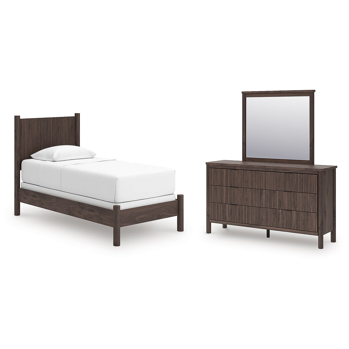 Pamytta Twin Panel Bed, Dresser and Mirror (PCB2614-SI)